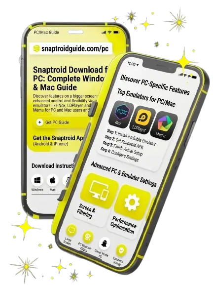 Snaptroid download guide for PC and Mac showing top emulators like Nox, LDPlayer, and Memu with setup steps and performance optimization settings.